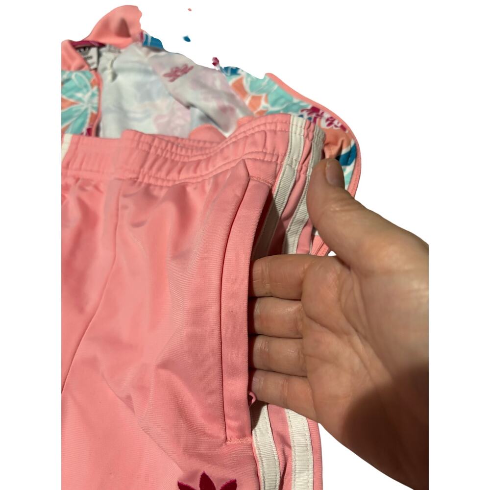 Adidas 7/8 pale pink floral athletic suit jogger pant full zip track jacket nwot - Picture 8 of 10